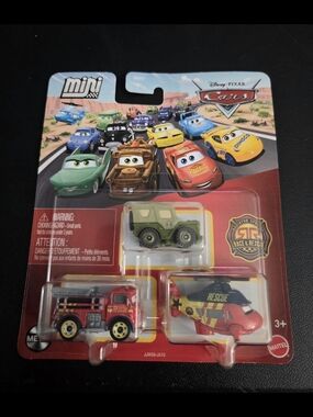 Disney Pixar Cars Mini Rescue Vehicle 3-Pack - Green, Red, Yellow